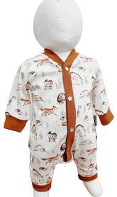 Kinderkleidung - Baumwolljersey-Overall mit Waldtieren